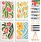 4 Pack Framed Paint by Numbers Kits for Adults – Floral DIY Acrylic Painting Set with Wooden Easel, Beginner-Friendly Paint by Numbers Canvas Art for Home Decor, 8x12 Inch